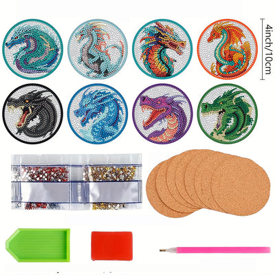 Drache Diamond Painting Untersetzer 8Pcs