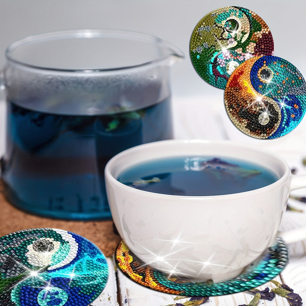 8Stück Mysteriöses Tai-Chi Yin-und-Yang Diamond Painting Untersetzer
