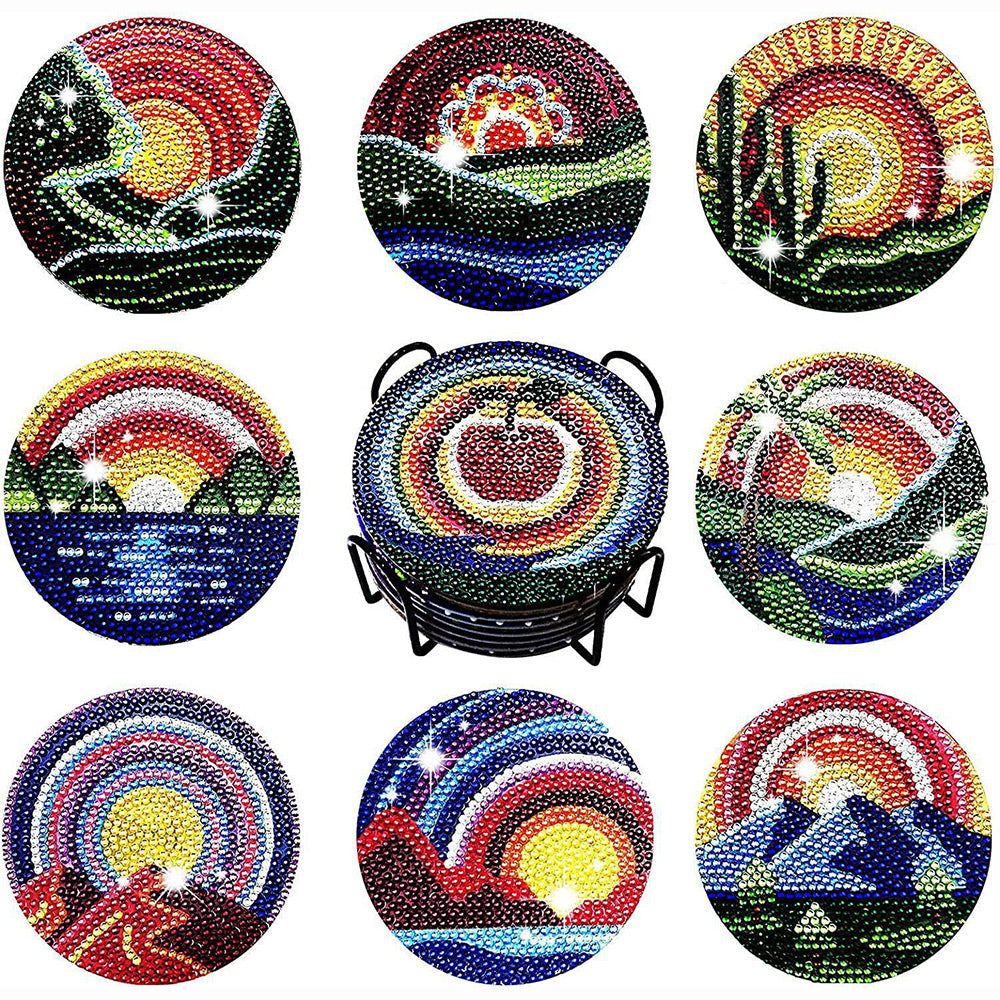 8Stück Landschaft Diamond Painting Untersetzer