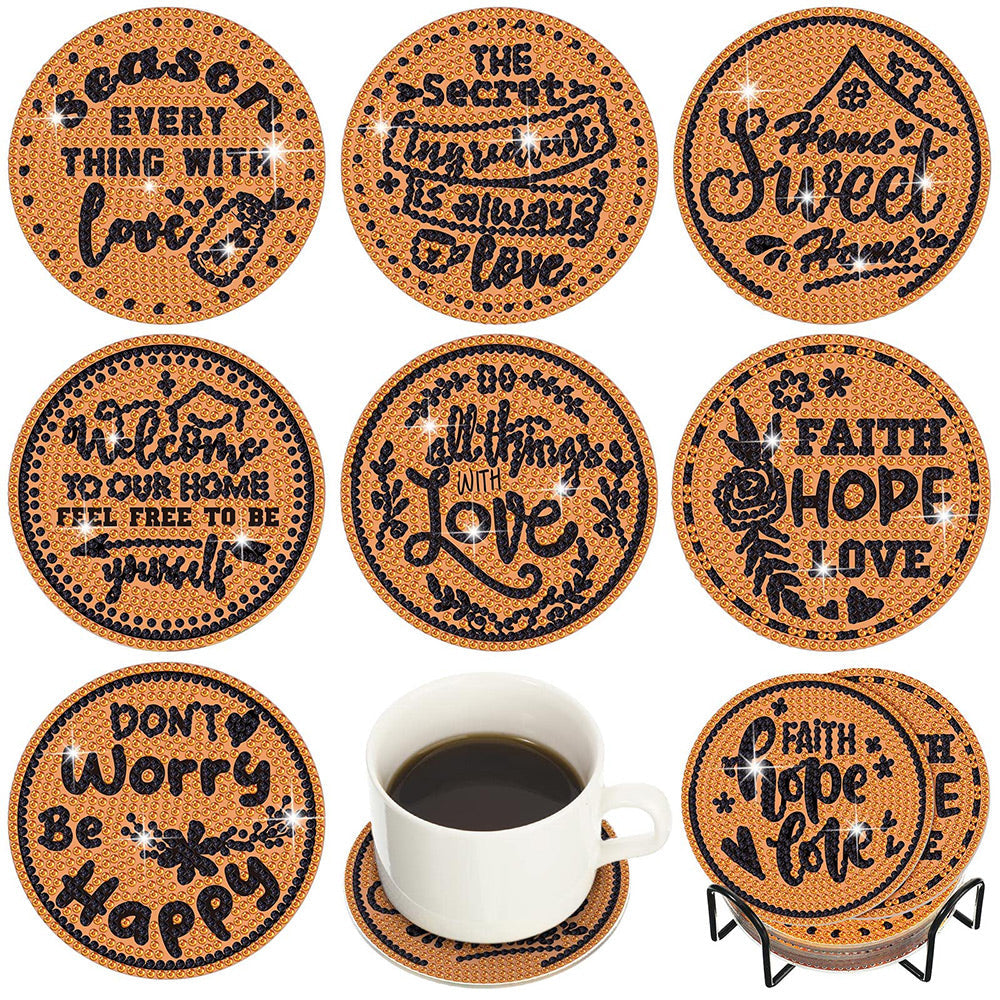 8Stück Inspirierender Text Diamond Painting Untersetzer