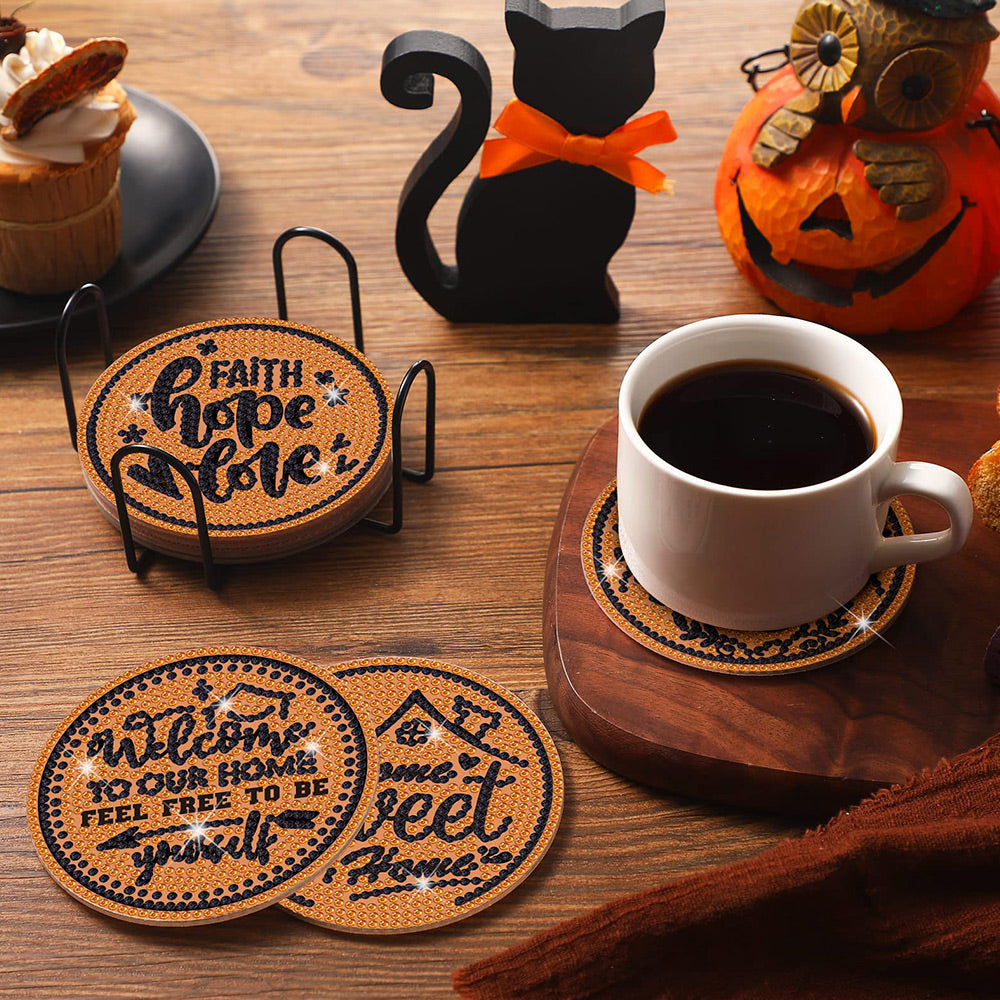 8Stück Inspirierender Text Diamond Painting Untersetzer