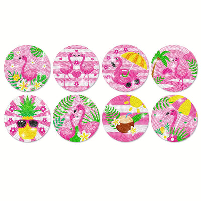 Rosa Flamingo Diamond Painting Untersetzer 8Pcs