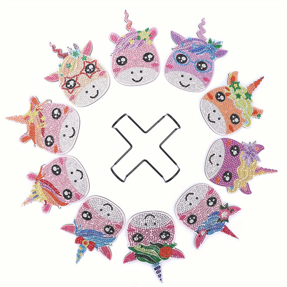 Süßes Einhorn Diamond Painting Untersetzer 10Pcs