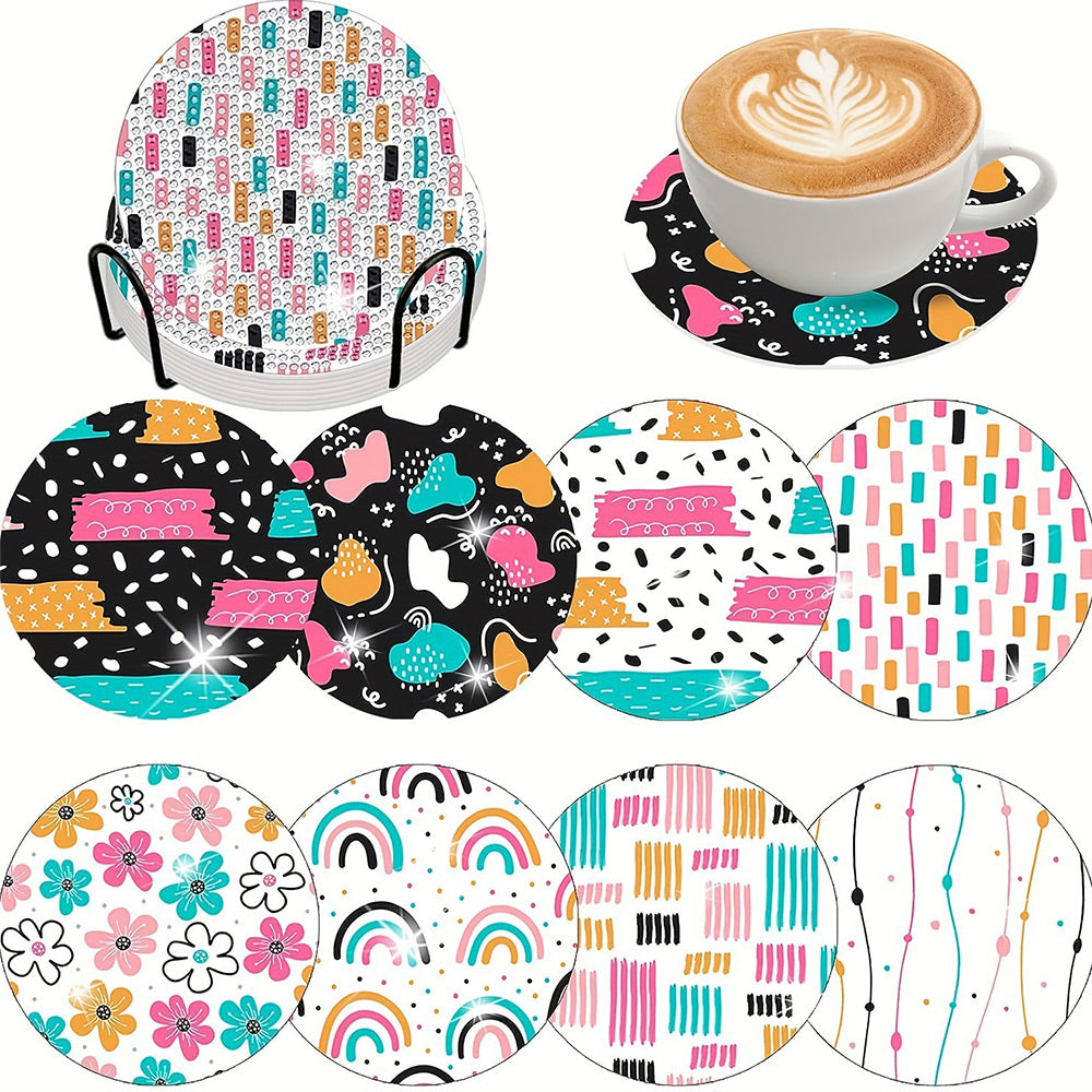 8Stück Süße Linien Diamond Painting Untersetzer