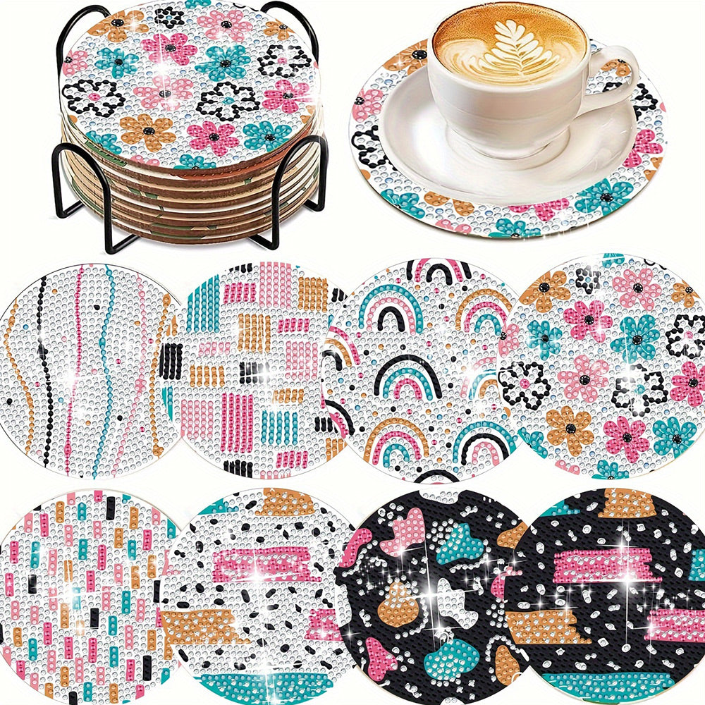 8Stück Süße Linien Diamond Painting Untersetzer