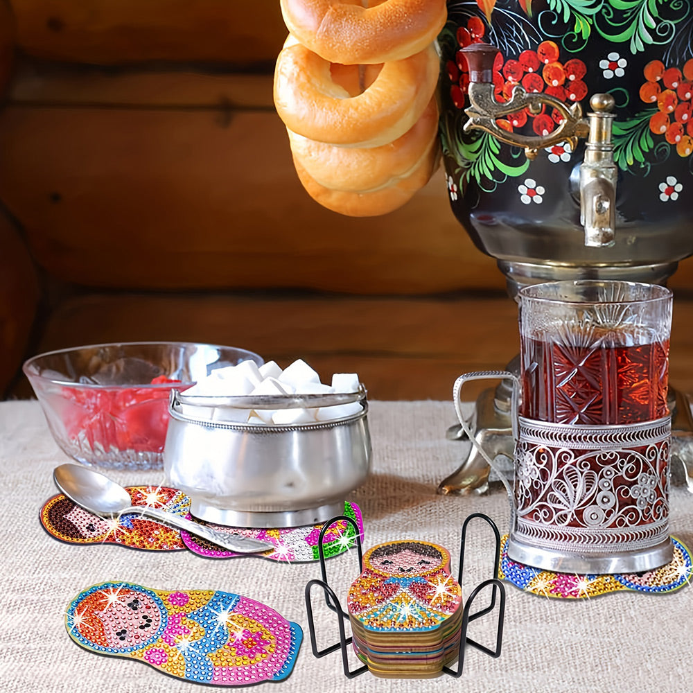 8Stück Matroschka Puppen Diamond Painting Untersetzer