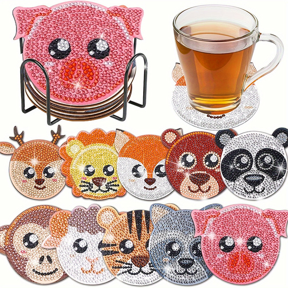Süße Cartoon Tiere Diamond Painting Untersetzer 10Pcs