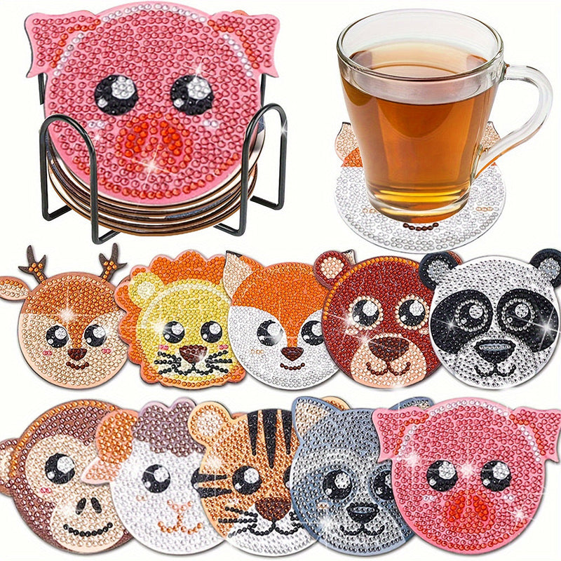 Süße Cartoon Tiere Diamond Painting Untersetzer 10Pcs