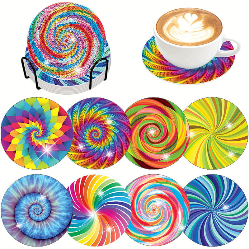 Spirale Psychedelische Bunte Linien Diamond Painting Untersetzer 8Pcs