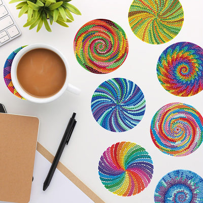 Spirale Psychedelische Bunte Linien Diamond Painting Untersetzer 8Pcs