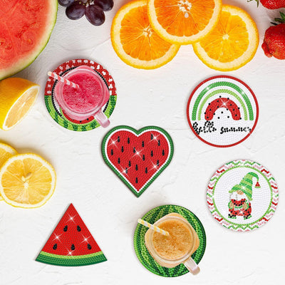 Sommer Wassermelone Diamond Painting Untersetzer 8Pcs