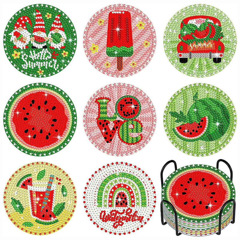 Sommer Wassermelone Diamond Painting Untersetzer 8Pcs