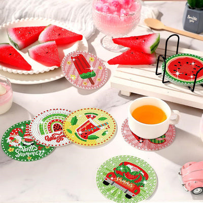 Sommer Wassermelone Diamond Painting Untersetzer 8Pcs