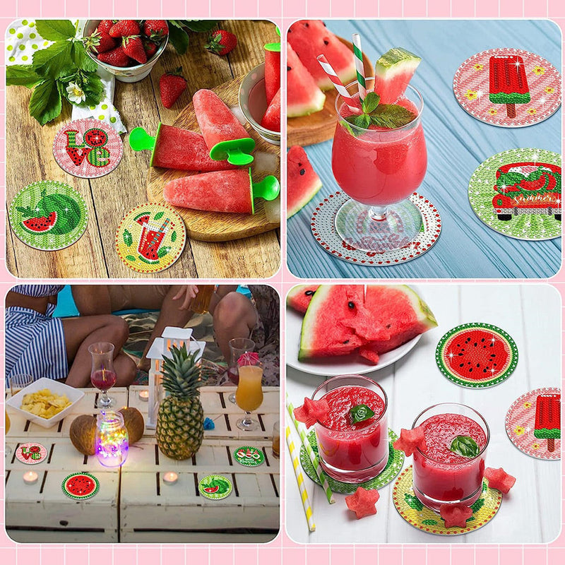 Sommer Wassermelone Diamond Painting Untersetzer 8Pcs