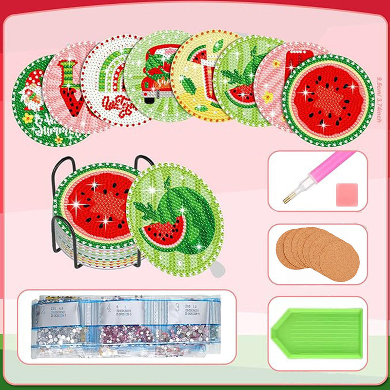 Sommer Wassermelone Diamond Painting Untersetzer 8Pcs