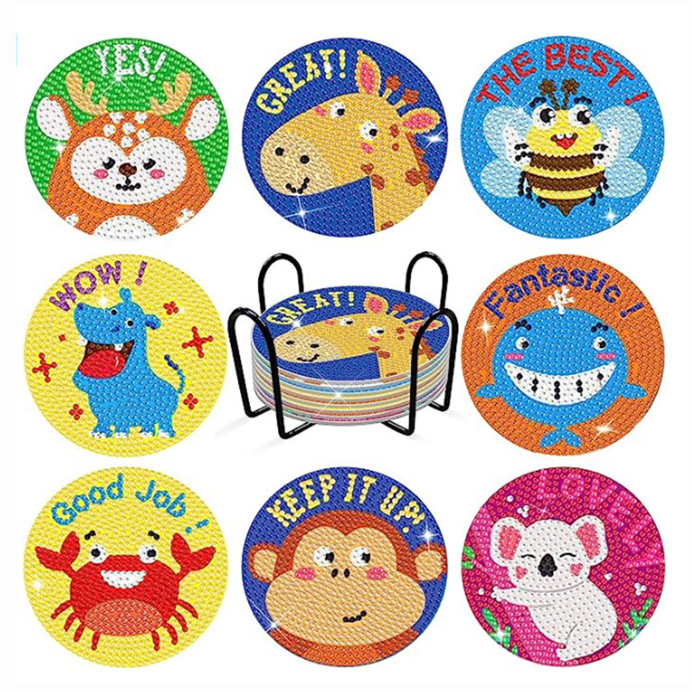 8Stück Cartoon Tier Diamond Painting Untersetzer