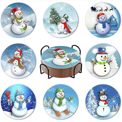 Weihnachten Schneemann Diamond Painting Untersetzer 8Pcs