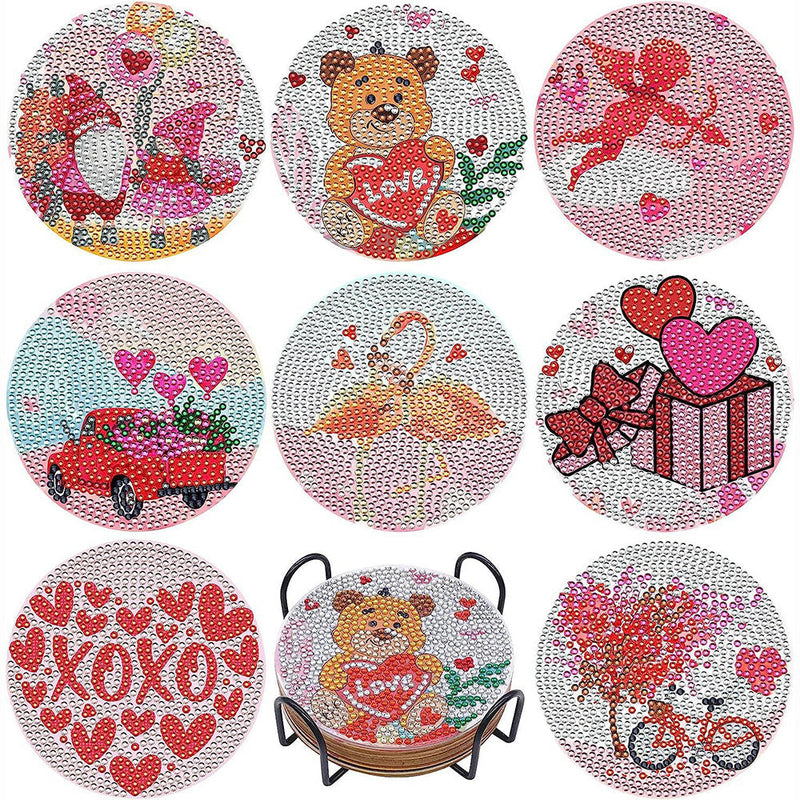 Valentinstag Diamond Painting Untersetzer 8Pcs