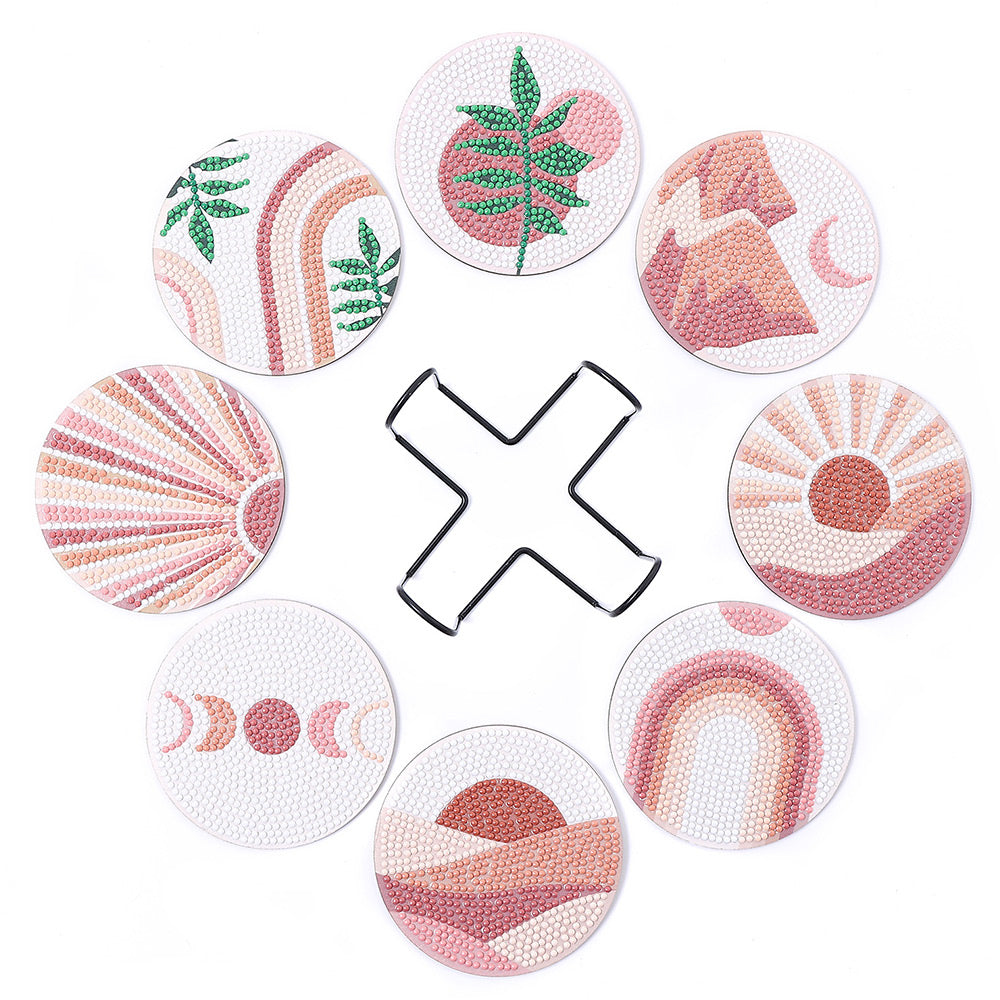 8Stück Landschaft und Laub Diamond Painting Untersetzer