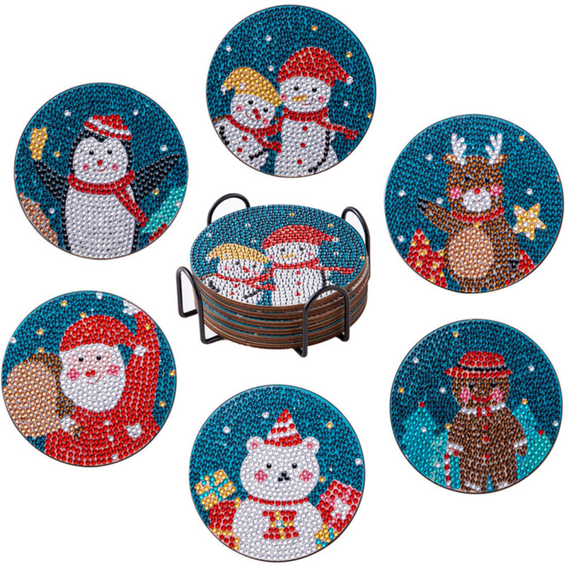 Frohe Weihnachten Diamond Painting Untersetzer 6Pcs