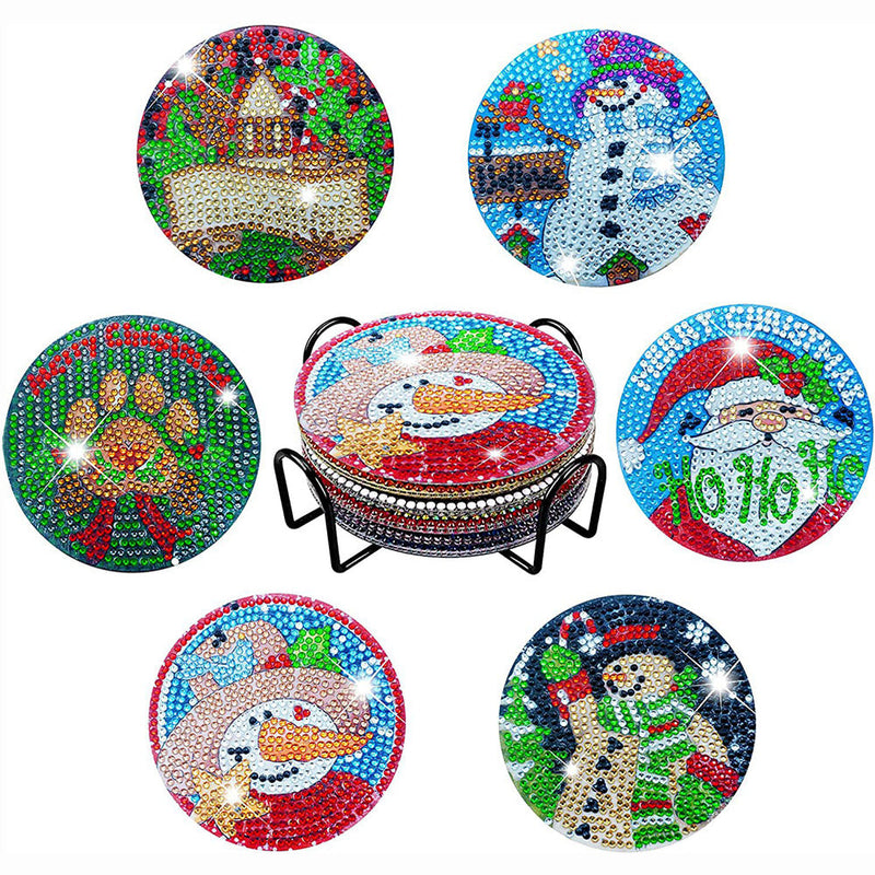 Frohe Weihnachten Diamond Painting Untersetzer 6Pcs