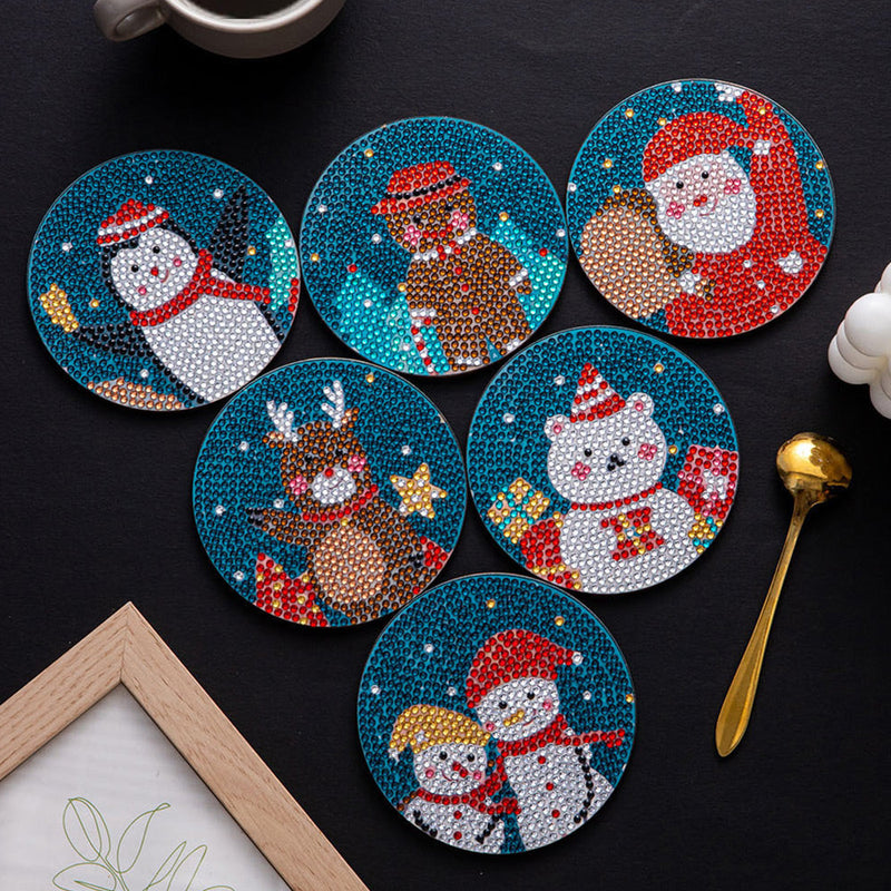 Frohe Weihnachten Diamond Painting Untersetzer 6Pcs