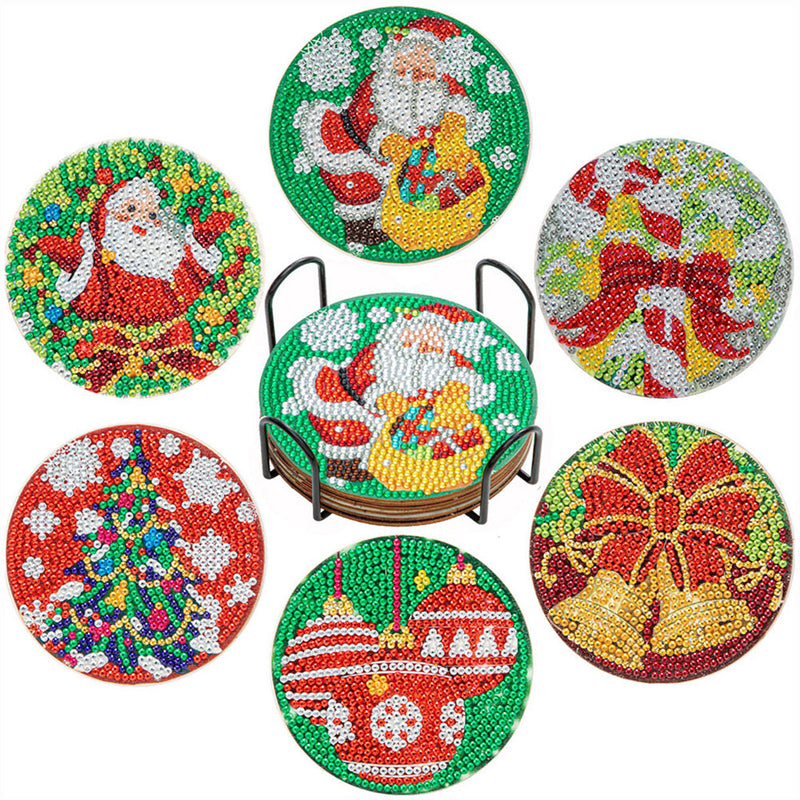 Frohe Weihnachten Diamond Painting Untersetzer 6Pcs