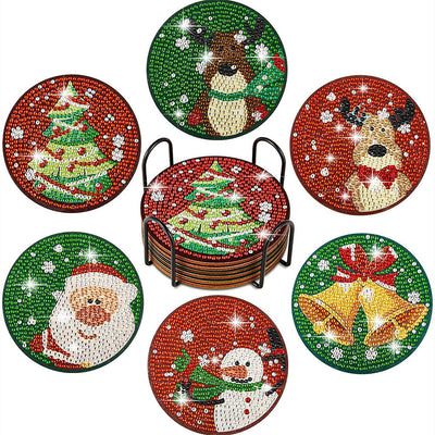 Frohe Weihnachten Diamond Painting Untersetzer 6Pcs