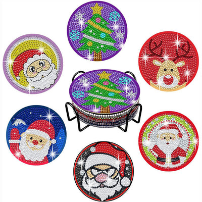 Frohe Weihnachten Diamond Painting Untersetzer 6Pcs