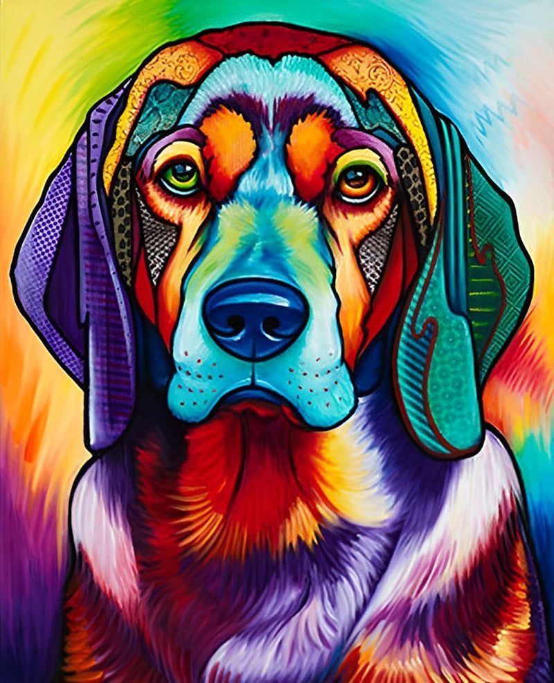 Seriöser bunter Hund Diamond Painting