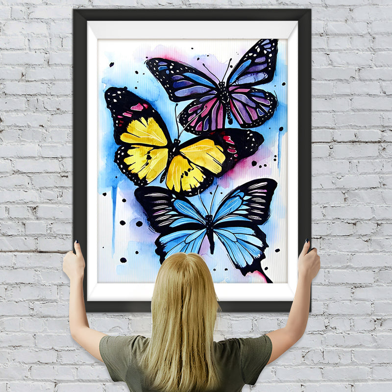 Roter, gelber und blauer Schmetterling Diamond Painting