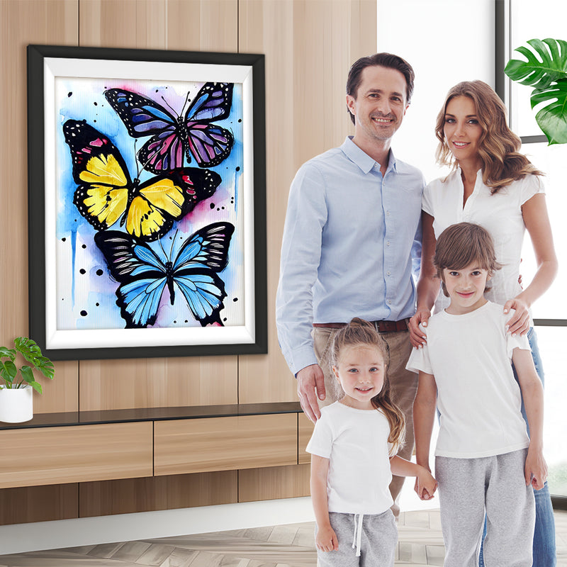 Roter, gelber und blauer Schmetterling Diamond Painting