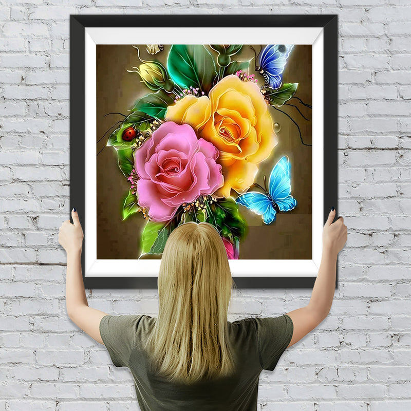 Rosa und gelbe Rosen Diamond Painting