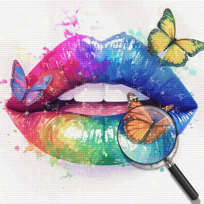 Abstrakte Bunte Lippen Diamond Painting