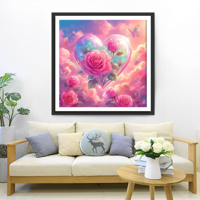 Rosa Wolken Blumen Herz Diamond Painting