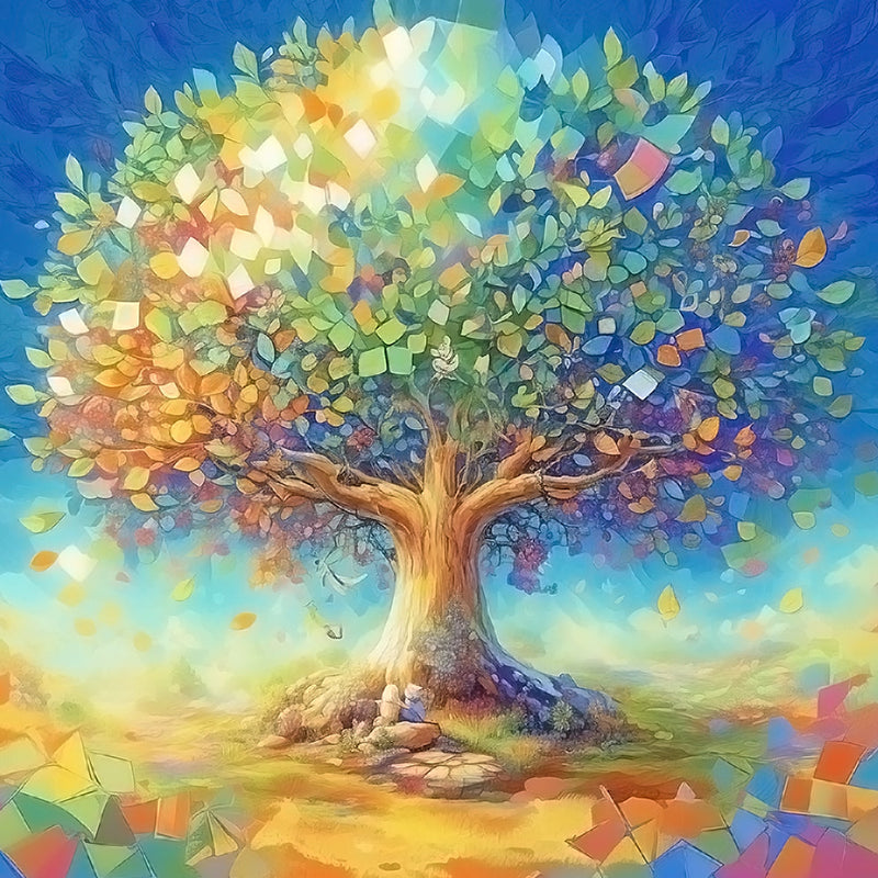 Abstrakter Baum mit Bunten Blättern Diamond Painting