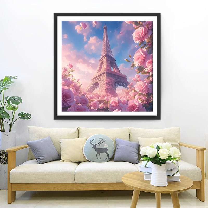 Eiffel mit Rosa Rosen Diamond Painting