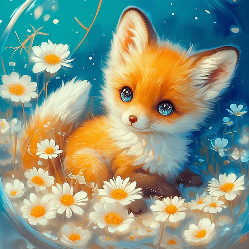 Fuchs und Gänseblümchen Diamond Painting