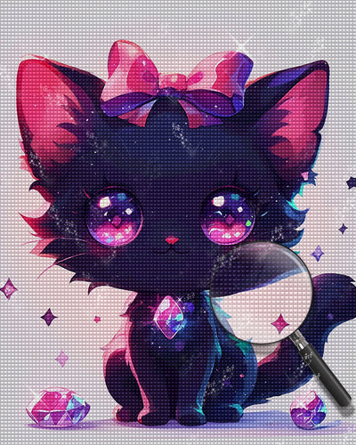 Schöne Schwarze Cartoon Katze Diamond Painting