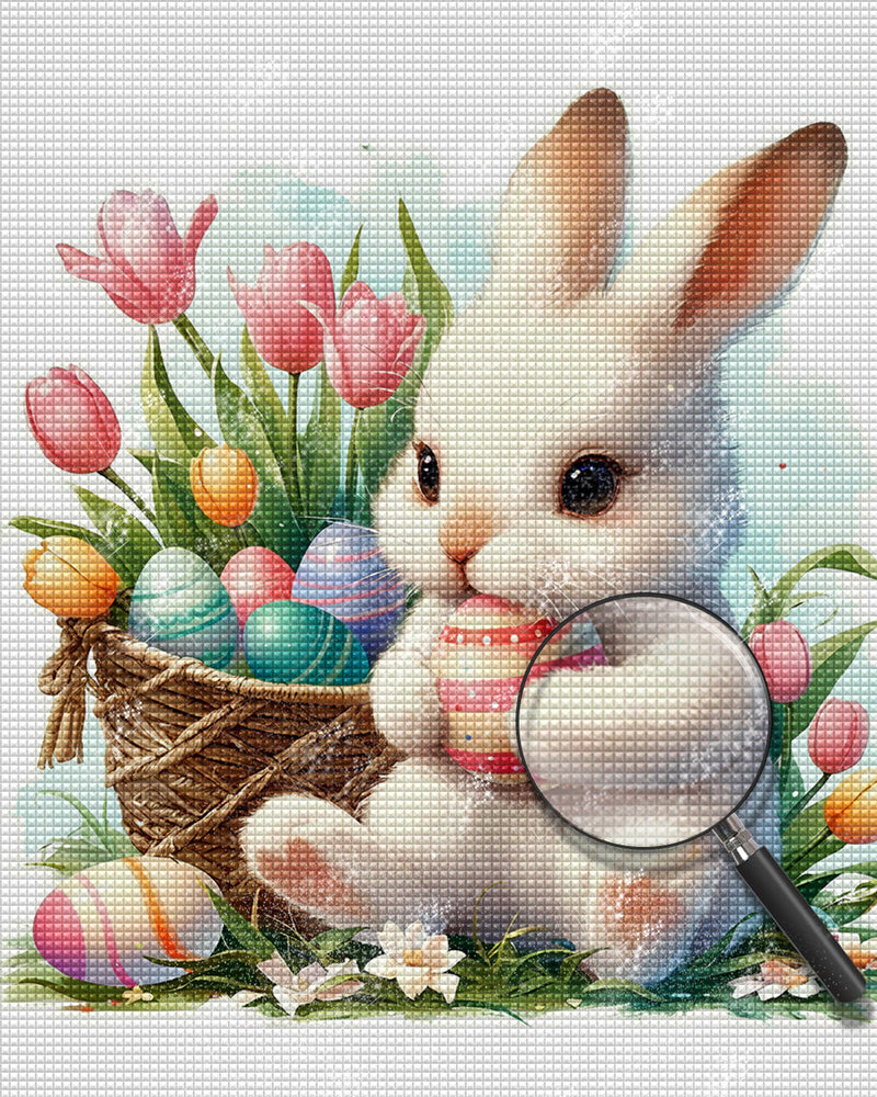 Osterhase und Tulpen Diamond Painting