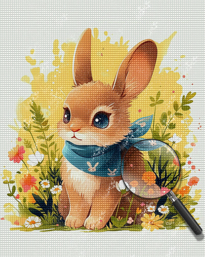 Niedlicher Hase in Blumen Diamond Painting