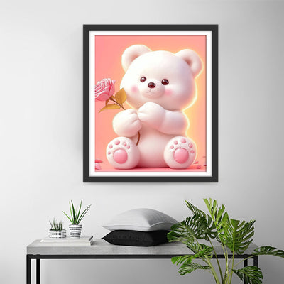 Süßer Cartoon Bär mit Rosa Rose Diamond Painting