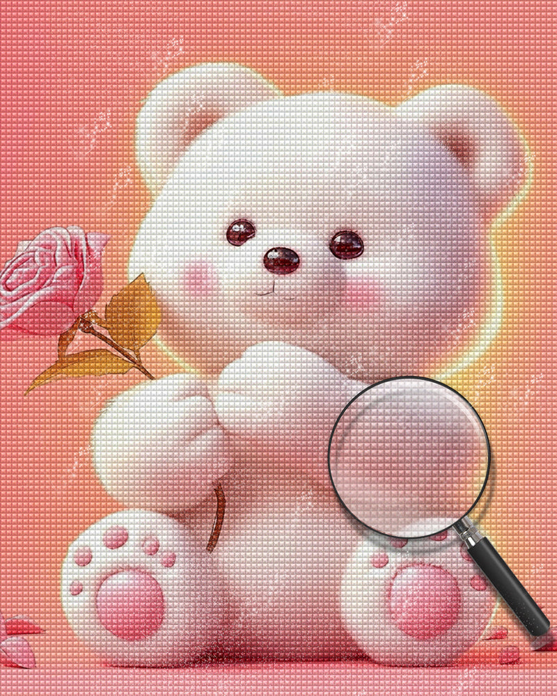 Süßer Cartoon Bär mit Rosa Rose Diamond Painting