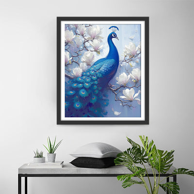 Pfau und Weiße Magnolien Diamond Painting