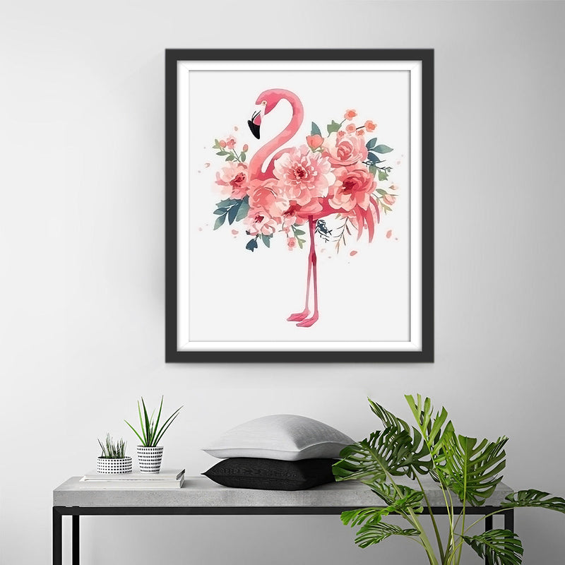 Flamingo mit Blumen Diamond Painting