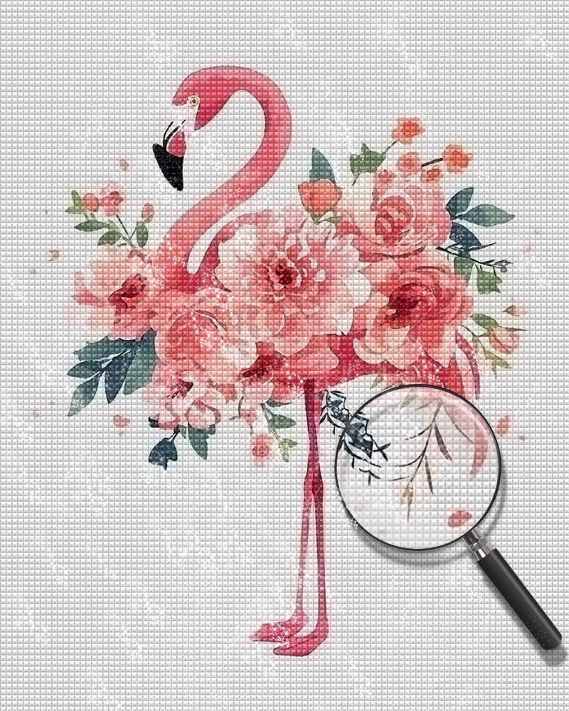 Flamingo mit Blumen Diamond Painting