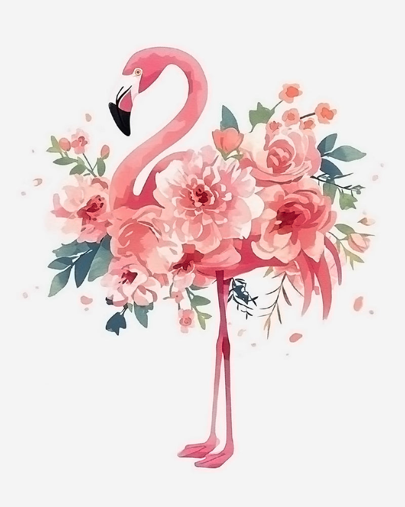 Flamingo mit Blumen Diamond Painting