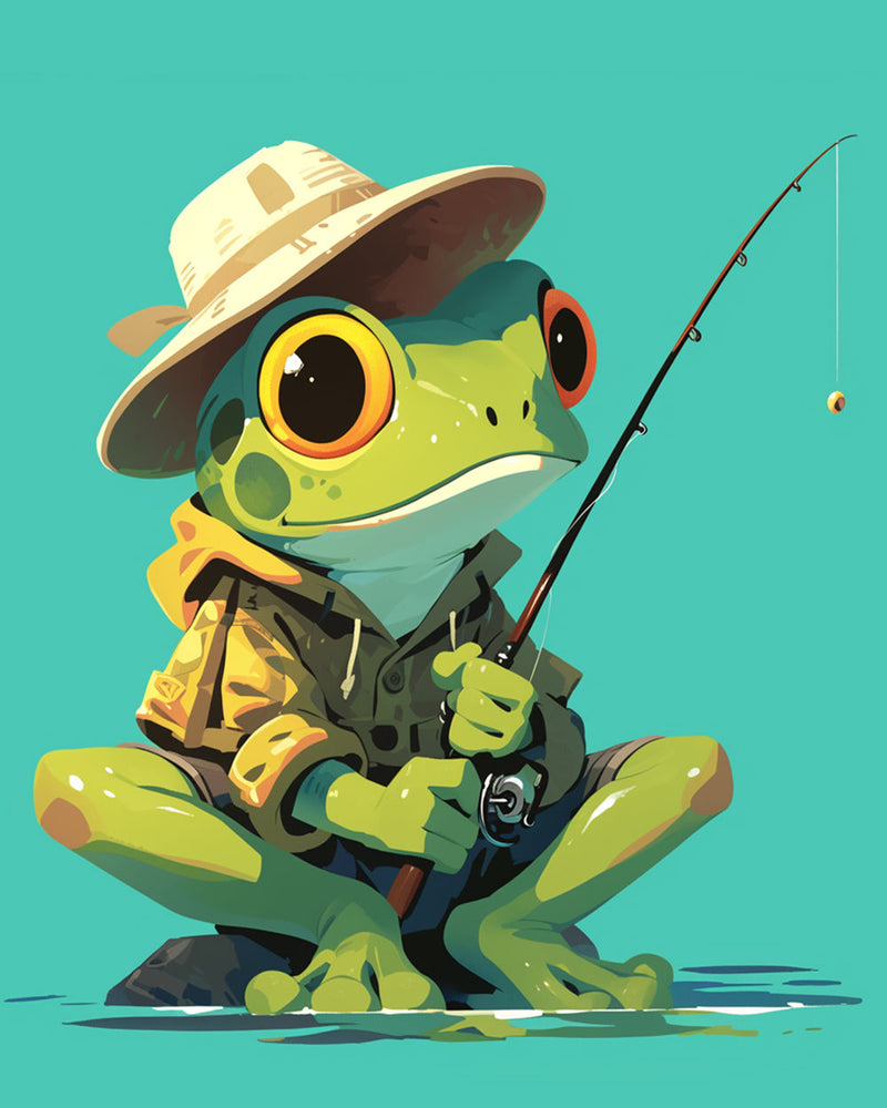 Fischerei Frosch Diamond Painting