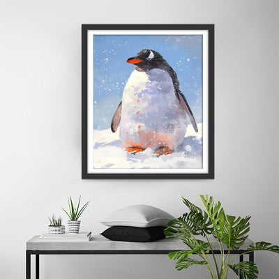 Pinguin in Schnee Diamond Painting