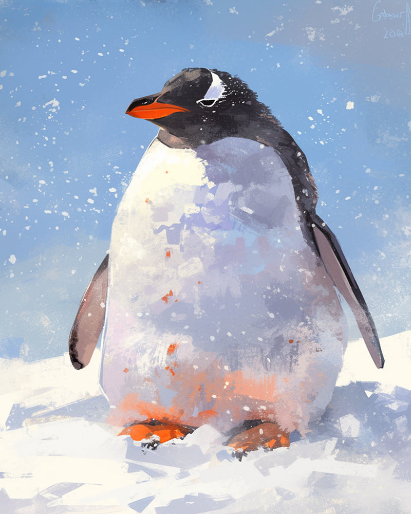 Pinguin in Schnee Diamond Painting